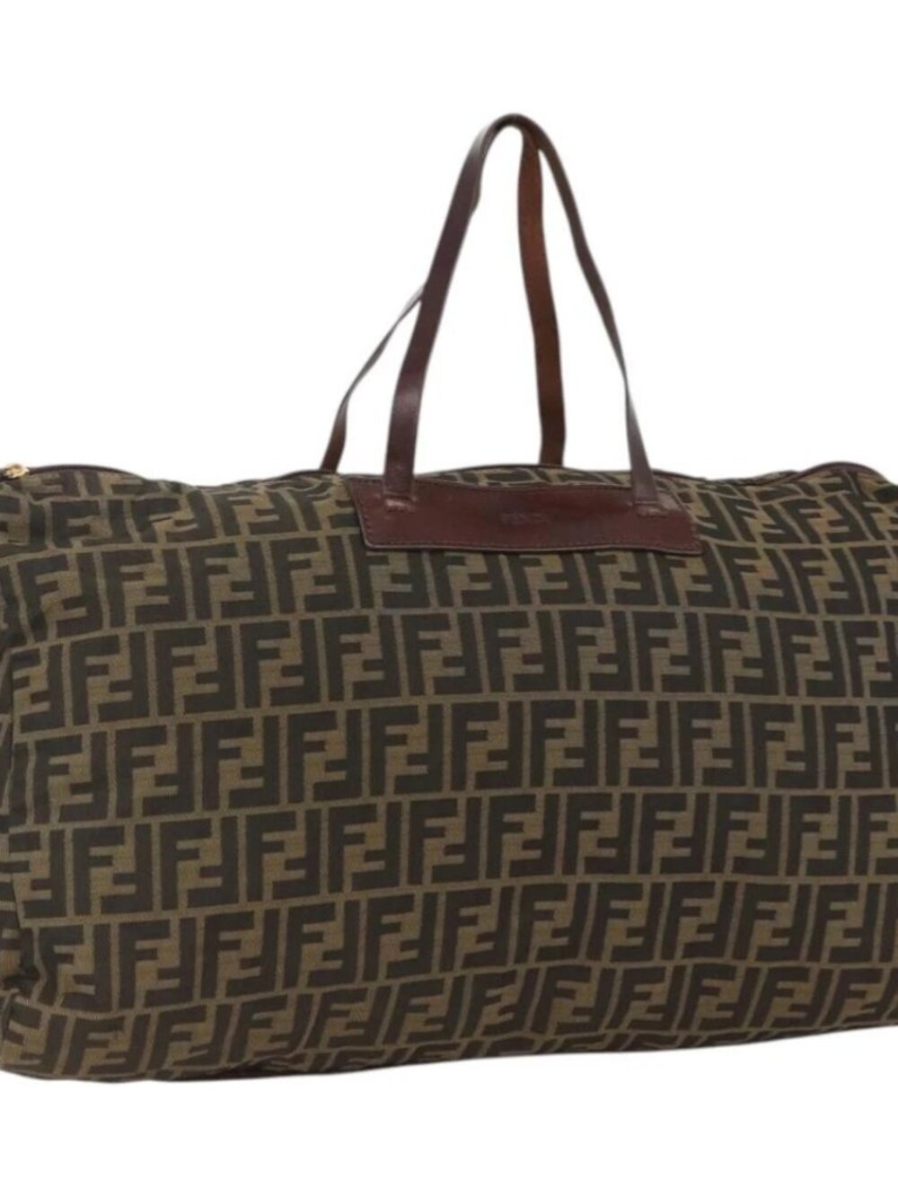 FENDI Zucca Canvas Boston Bag Brown Black Auth bs33227 - Picture 1 of 14